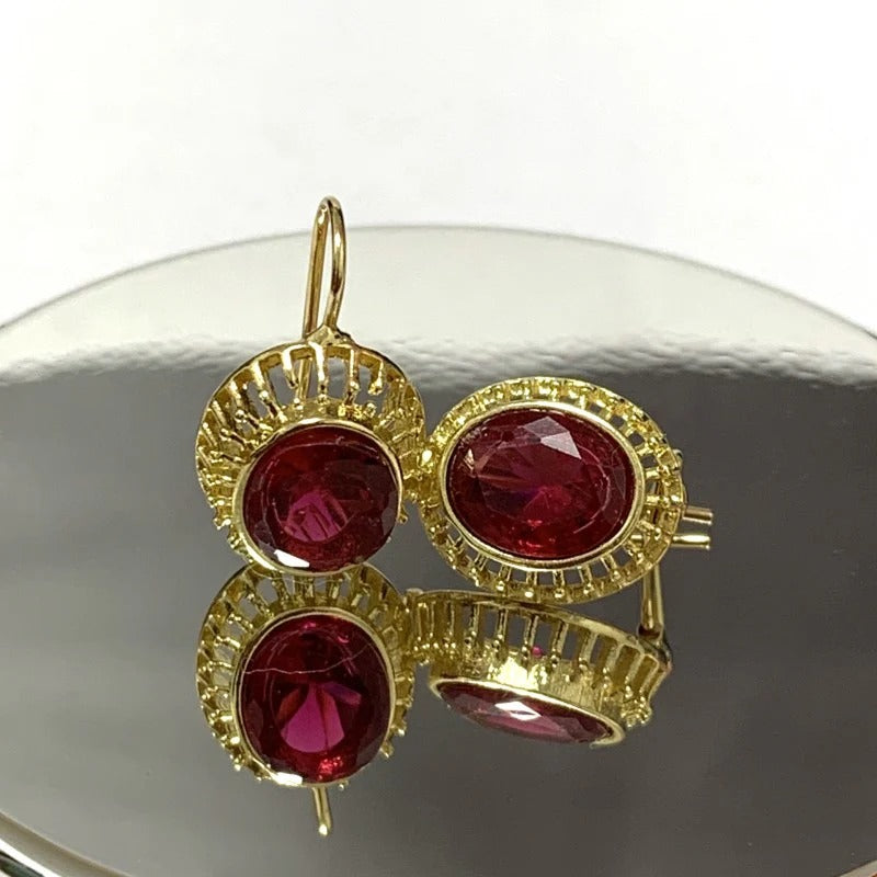Roxane – Ohrringe Vintage Roter Kristall in Roségold