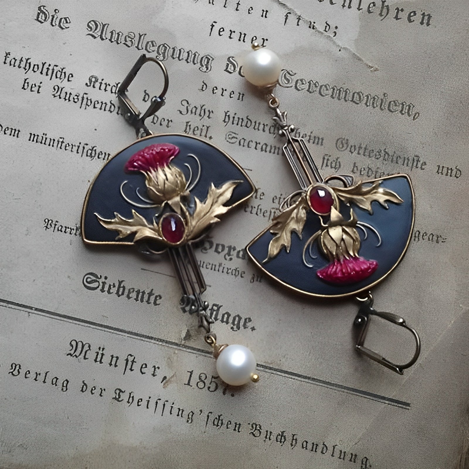 Raisa – Ohrringe Boho mit Perlen und rotem Kristall