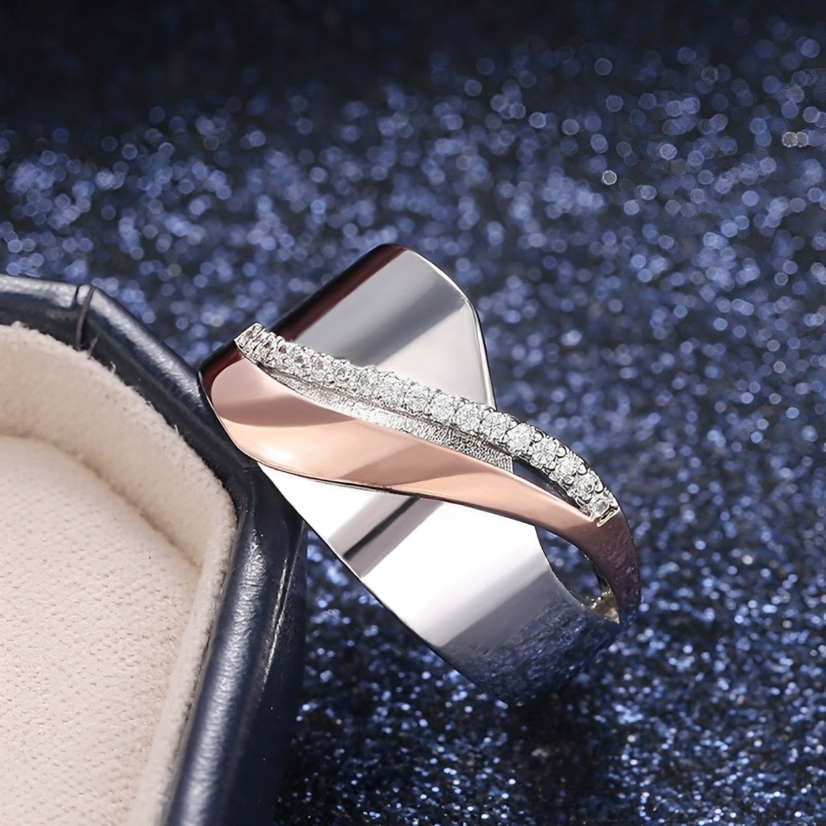 Dalia – Vintage-Ring in Roségold und Silber mit Zirkonia