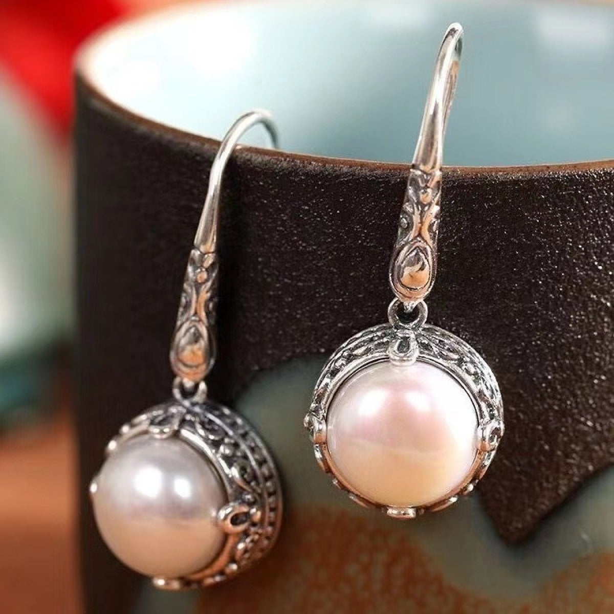 Rosalie – Silberne Ohrringe und Perlen