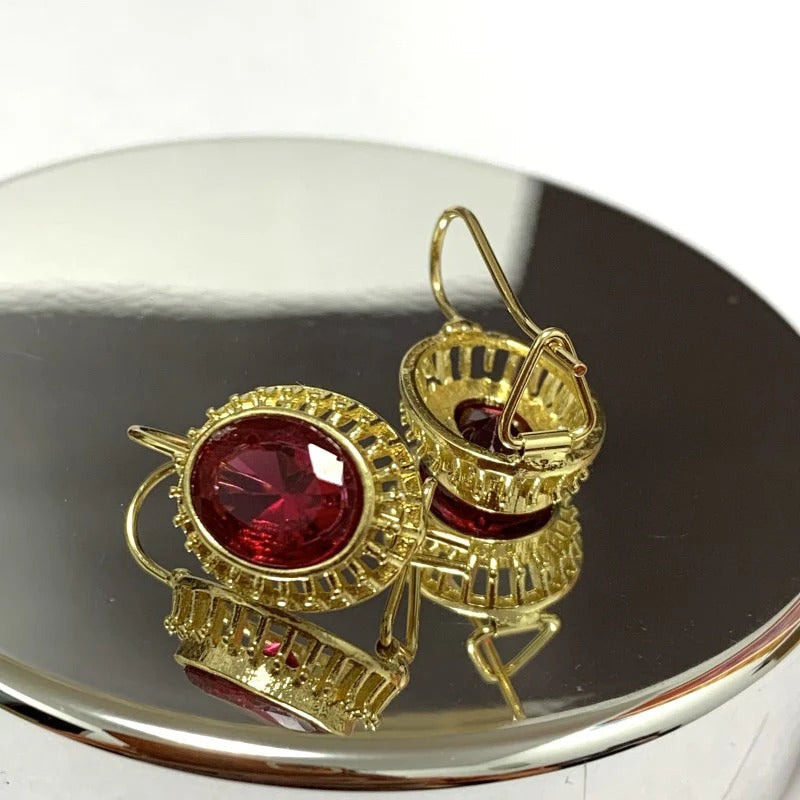 Roxane – Ohrringe Vintage Roter Kristall in Roségold