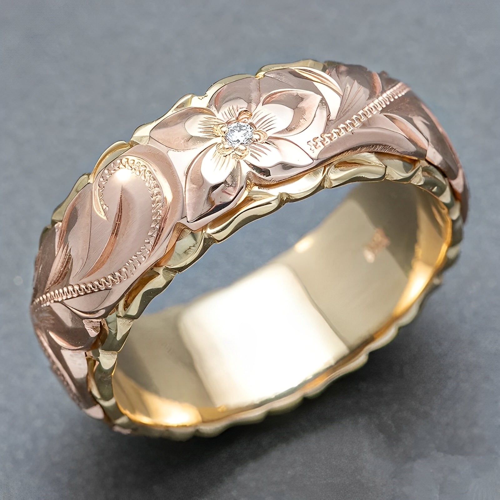 Rosalie – Vintage-Ring Rose Blume in Gold