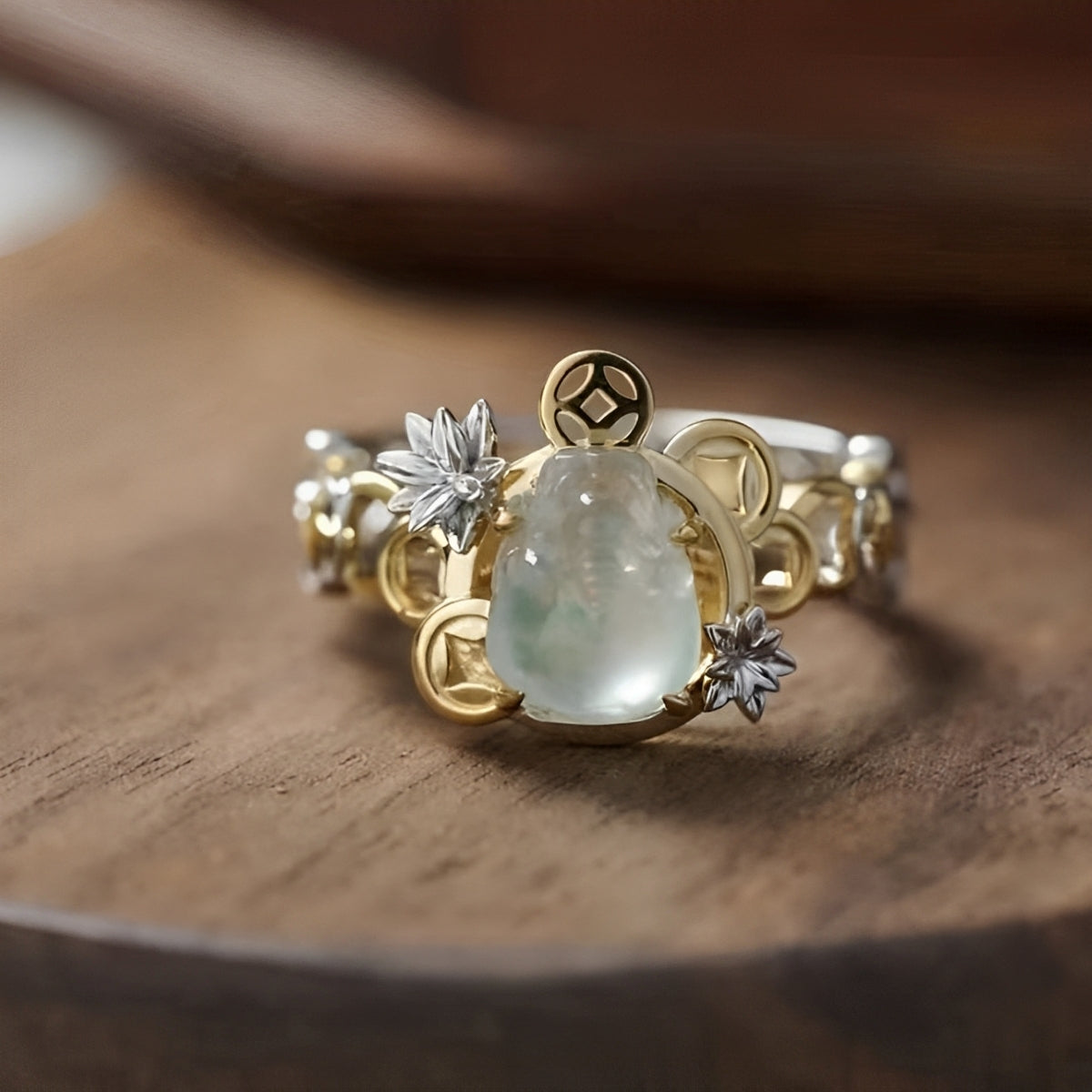 Hanny – Vintage-Ring in Gold und Silber mit Mondkristallen