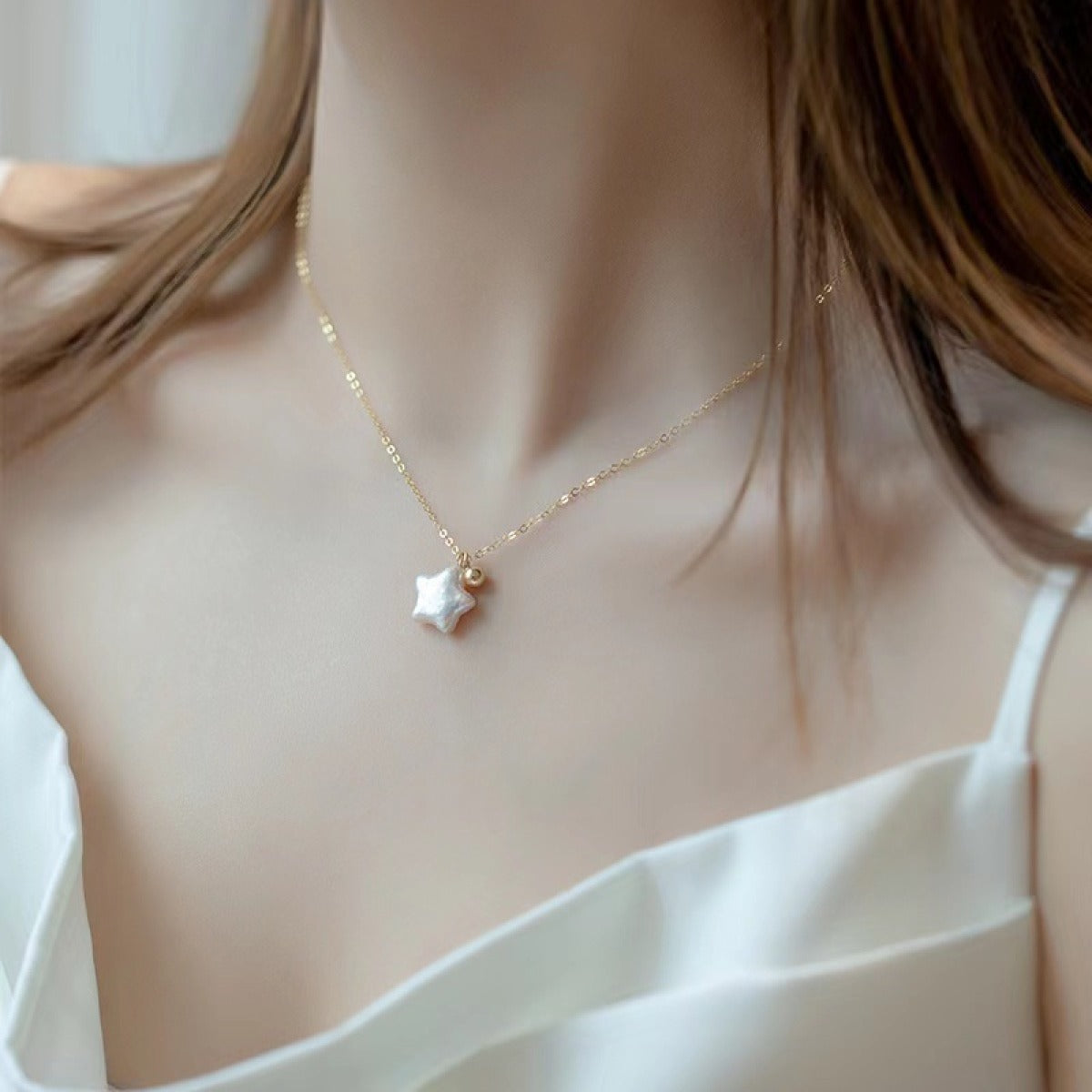 Celine – Kette Anhänger Stern und Perle Mini