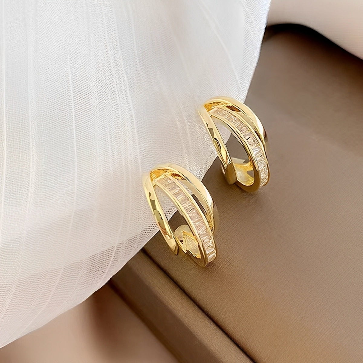Valeria – Ohrringe Dreifach Reifen in Gold