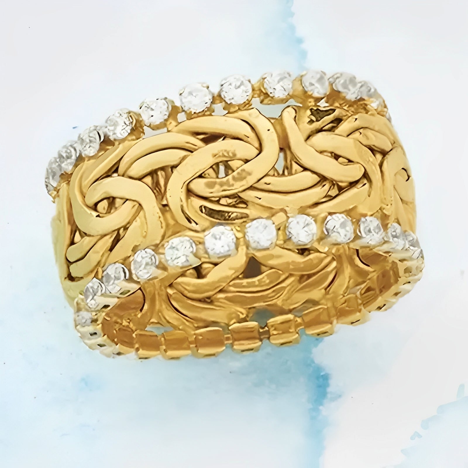 Ivy – Geflochtener Vintage-Ring in Gold mit Zirkonia