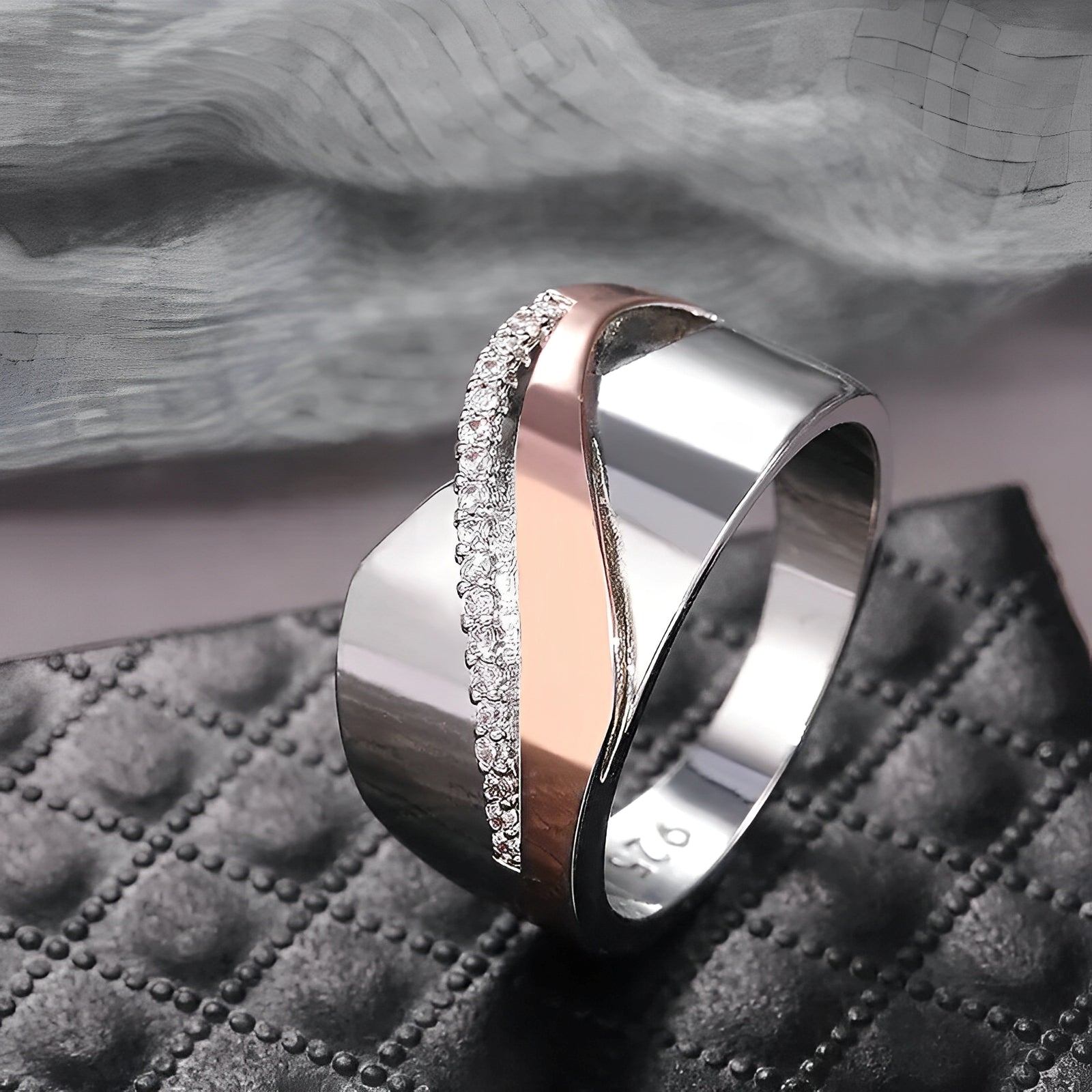 Dalia – Vintage-Ring in Roségold und Silber mit Zirkonia