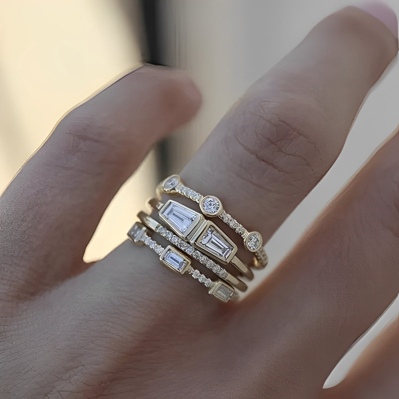 Dalina – Set von Vintage-Ringen Gold mit Zirkonia