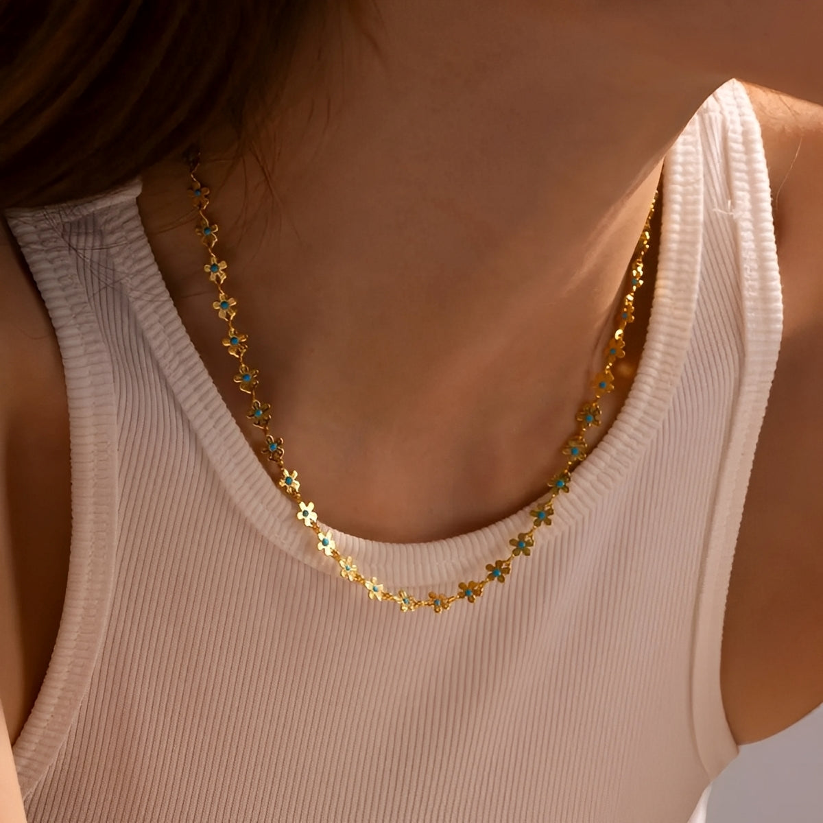 Daphne – Goldene Marguerite Vintage Halskette