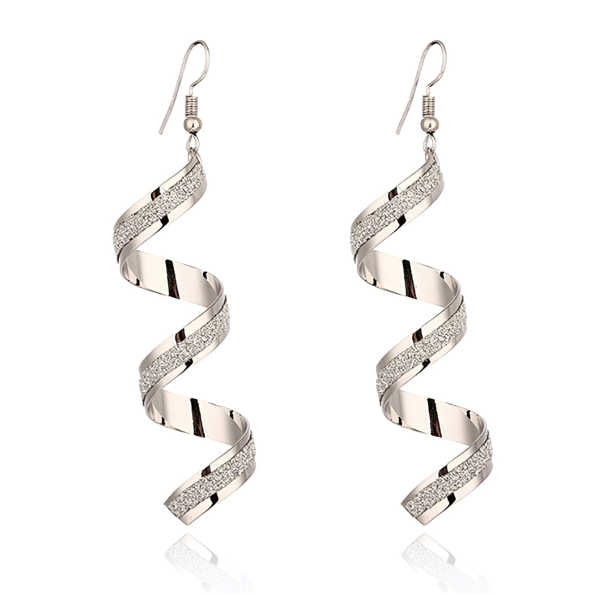 Jia – Glitzernde Silber Spiral Ohrringe