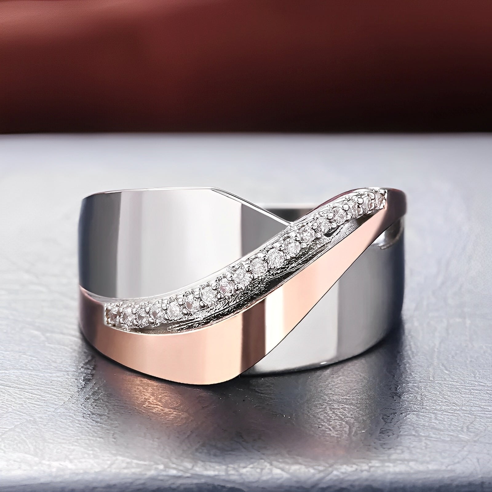 Dalia – Vintage-Ring in Roségold und Silber mit Zirkonia