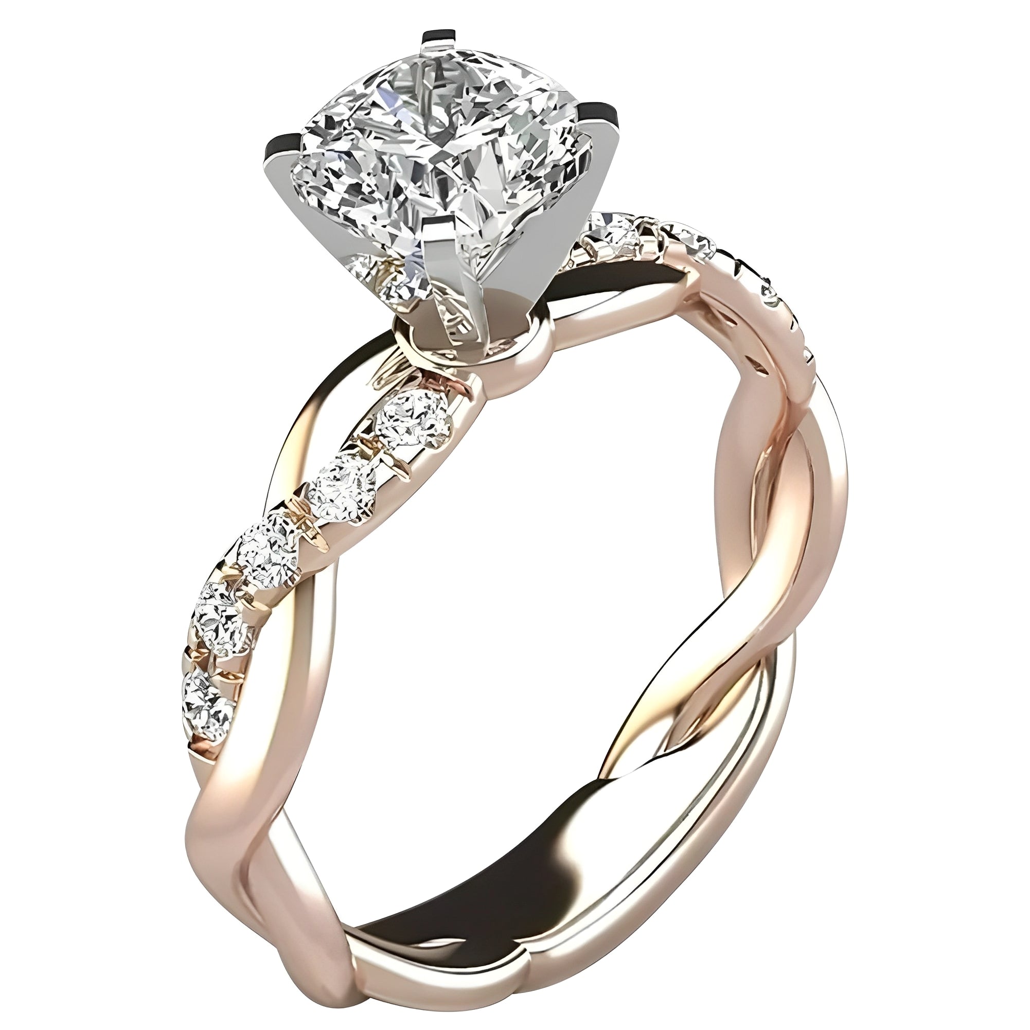Zayna – Vintage Geflochtener Ring mit Heller Zirkonia