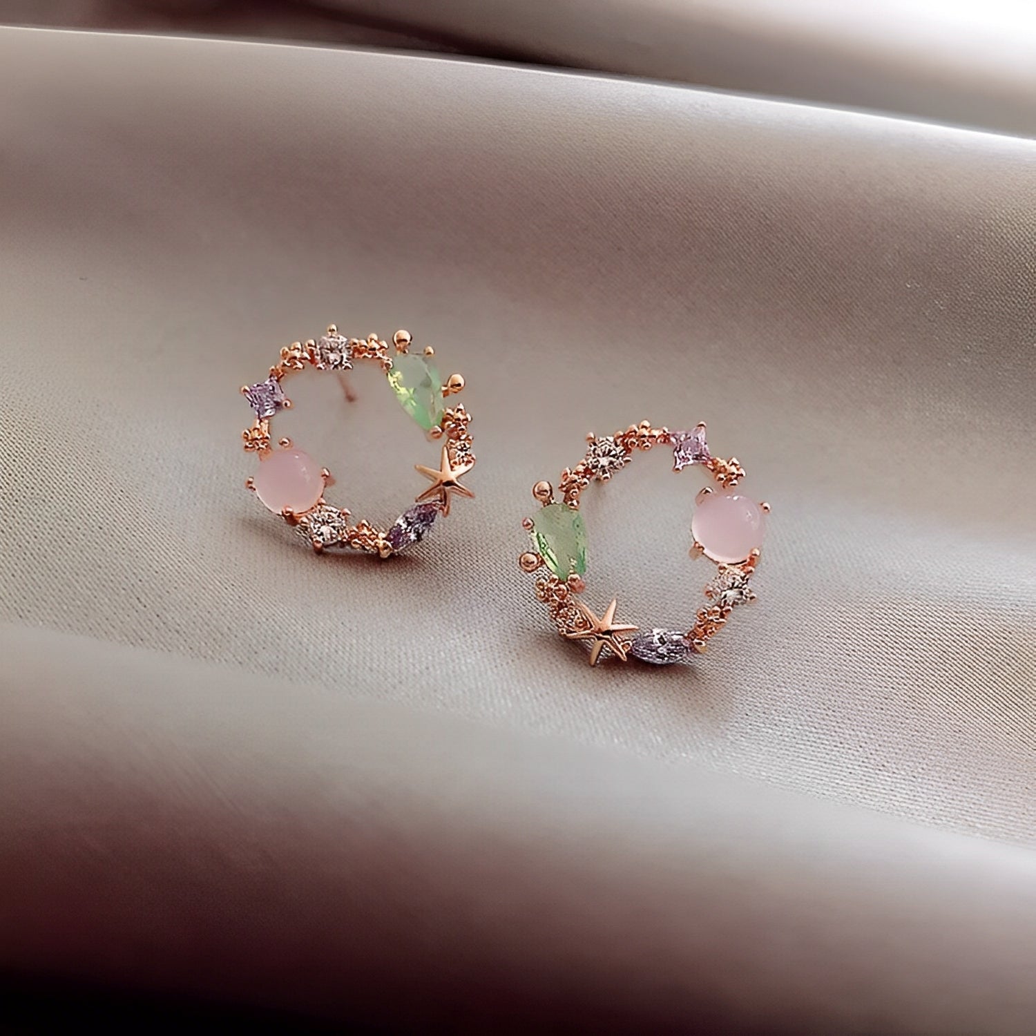 Florina – Ohrringe Blume aus Kristall und Roségold