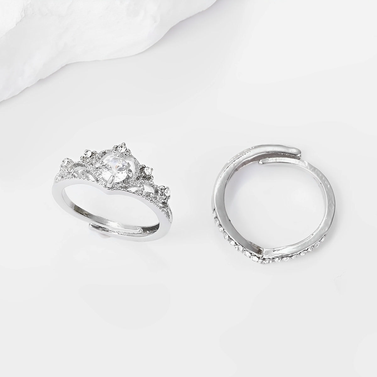 Reina – Set aus Silberringen mit Kronendesign