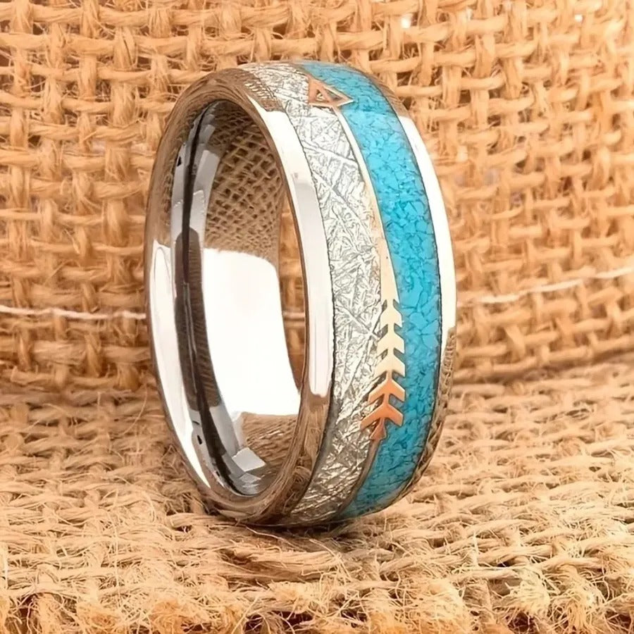 Kamille – Vintage Emaille Eleganter Ring in Silber