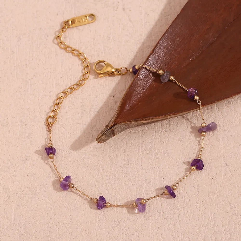 Myrtha – 18K vergoldetes Edelstahlarmband mit Amethyst