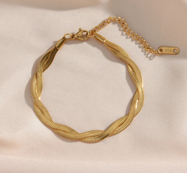 Alina – Set Halskette & Armband Elegant Vergoldet Verwoben