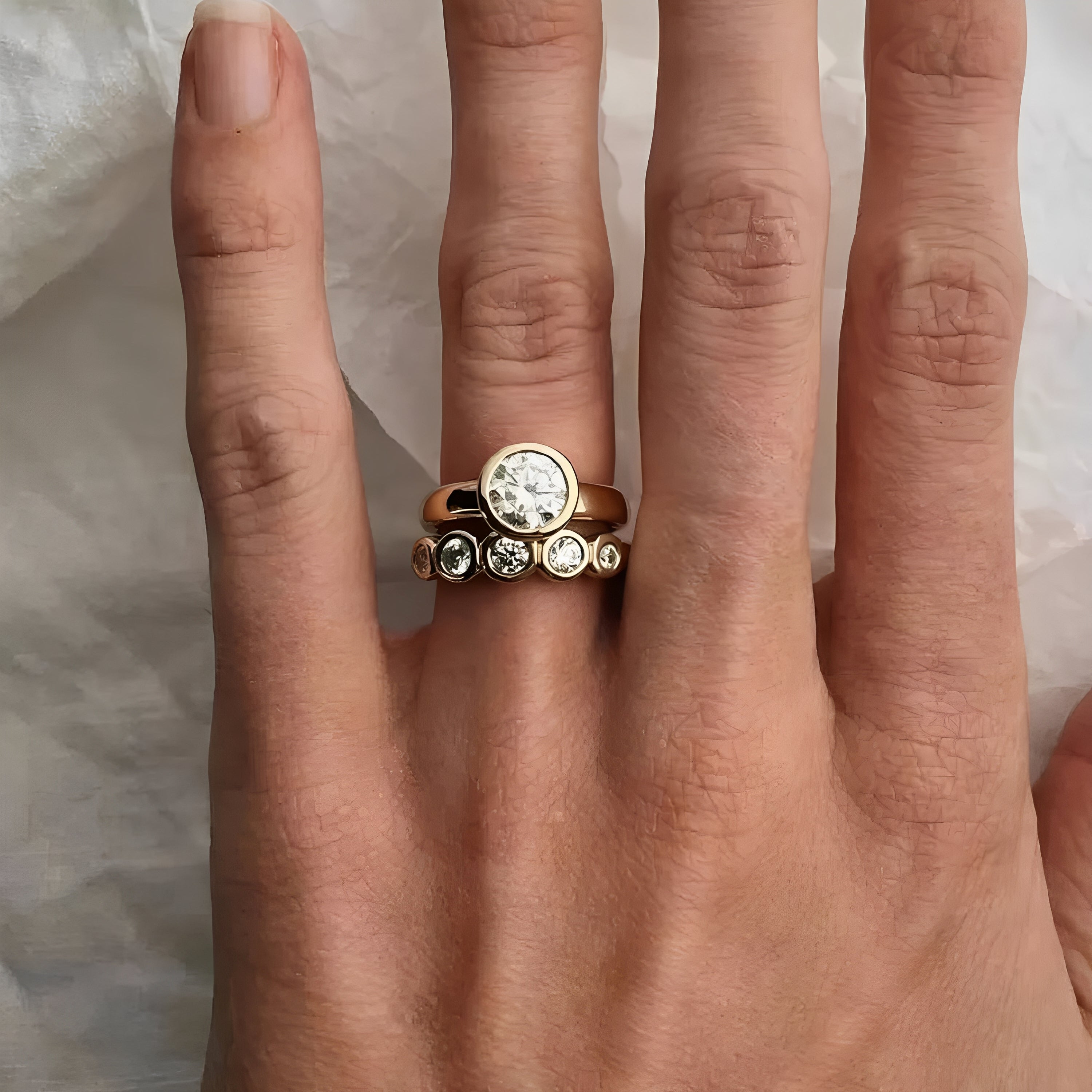 Celina – Set Vintage Goldringe mit Zirkonia