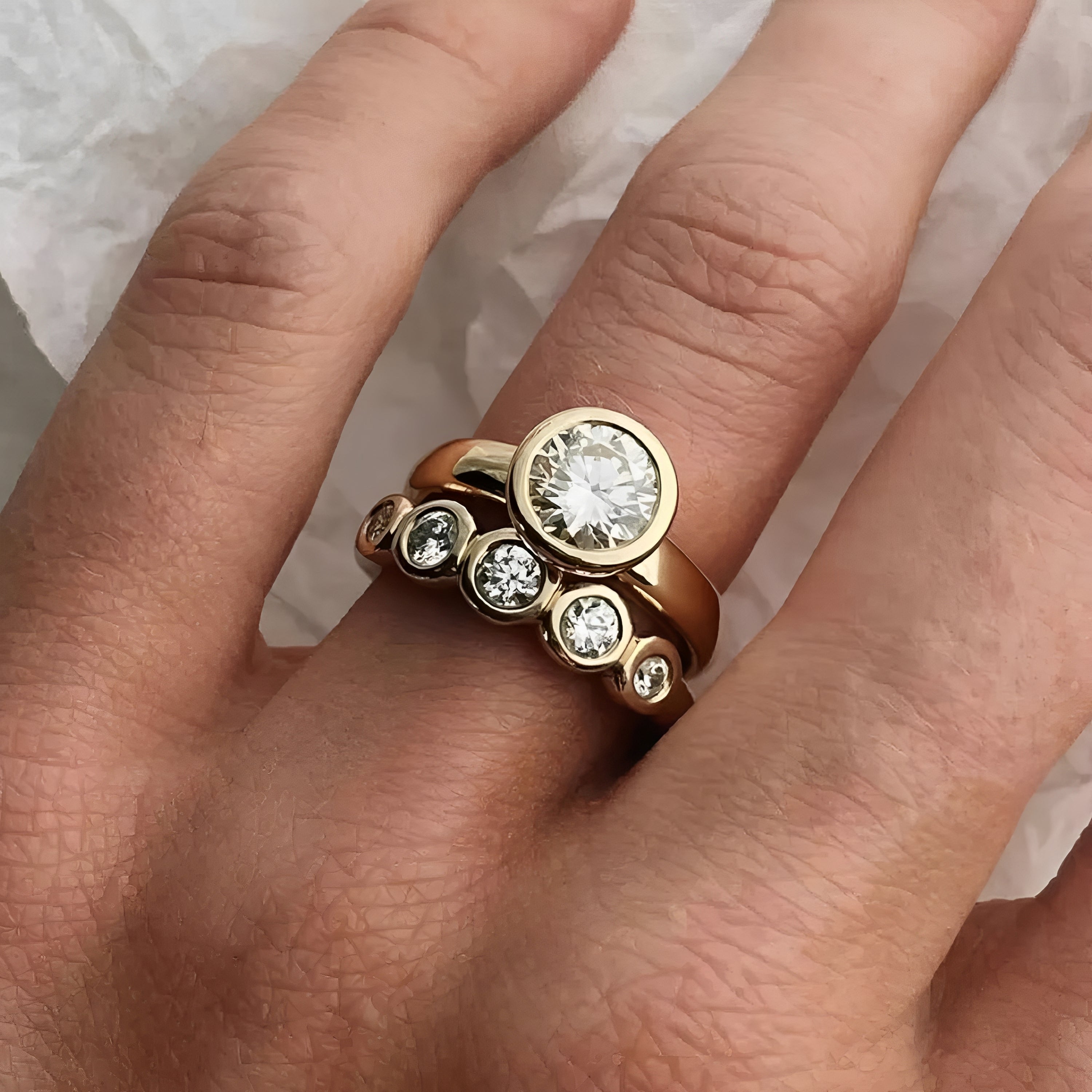 Celina – Set Vintage Goldringe mit Zirkonia