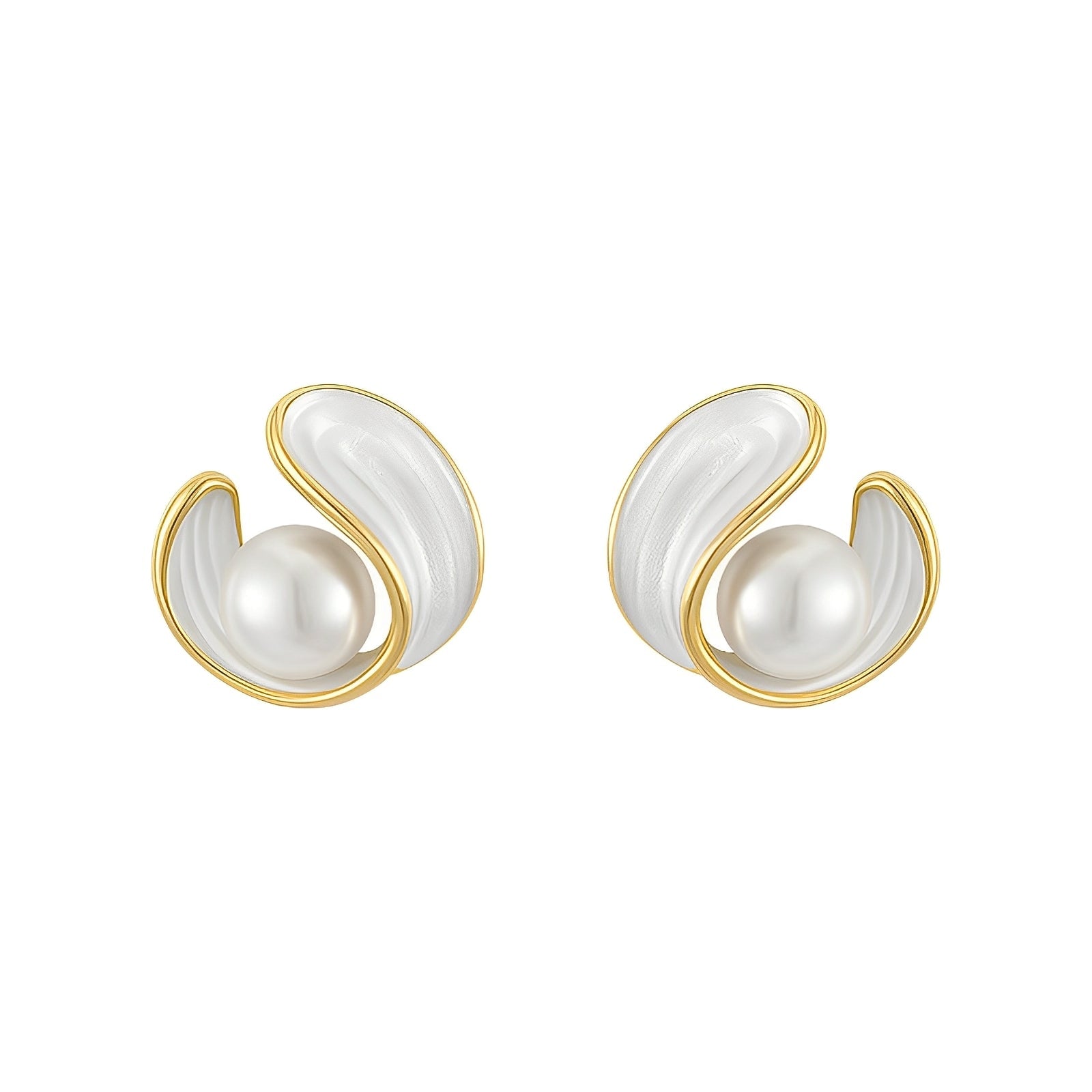 Aimee – Luxus-Ohrringe mit Weißem Opal und Perlen in Gold