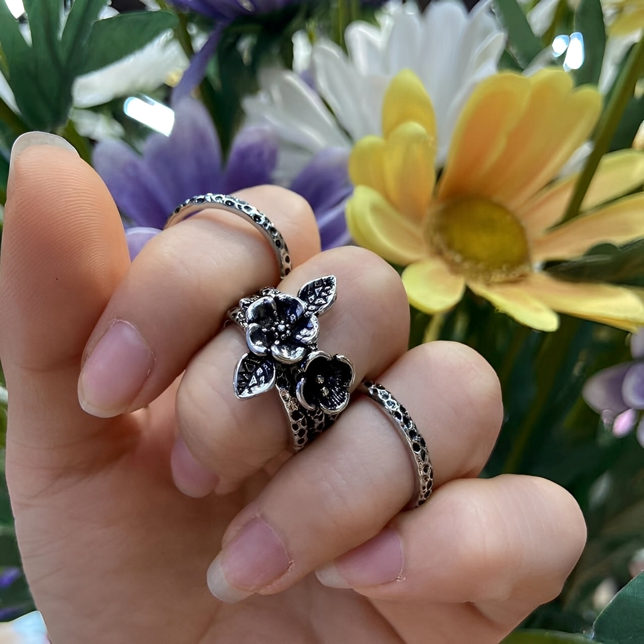 Camille – Eleganter Silberring Vintage Blume