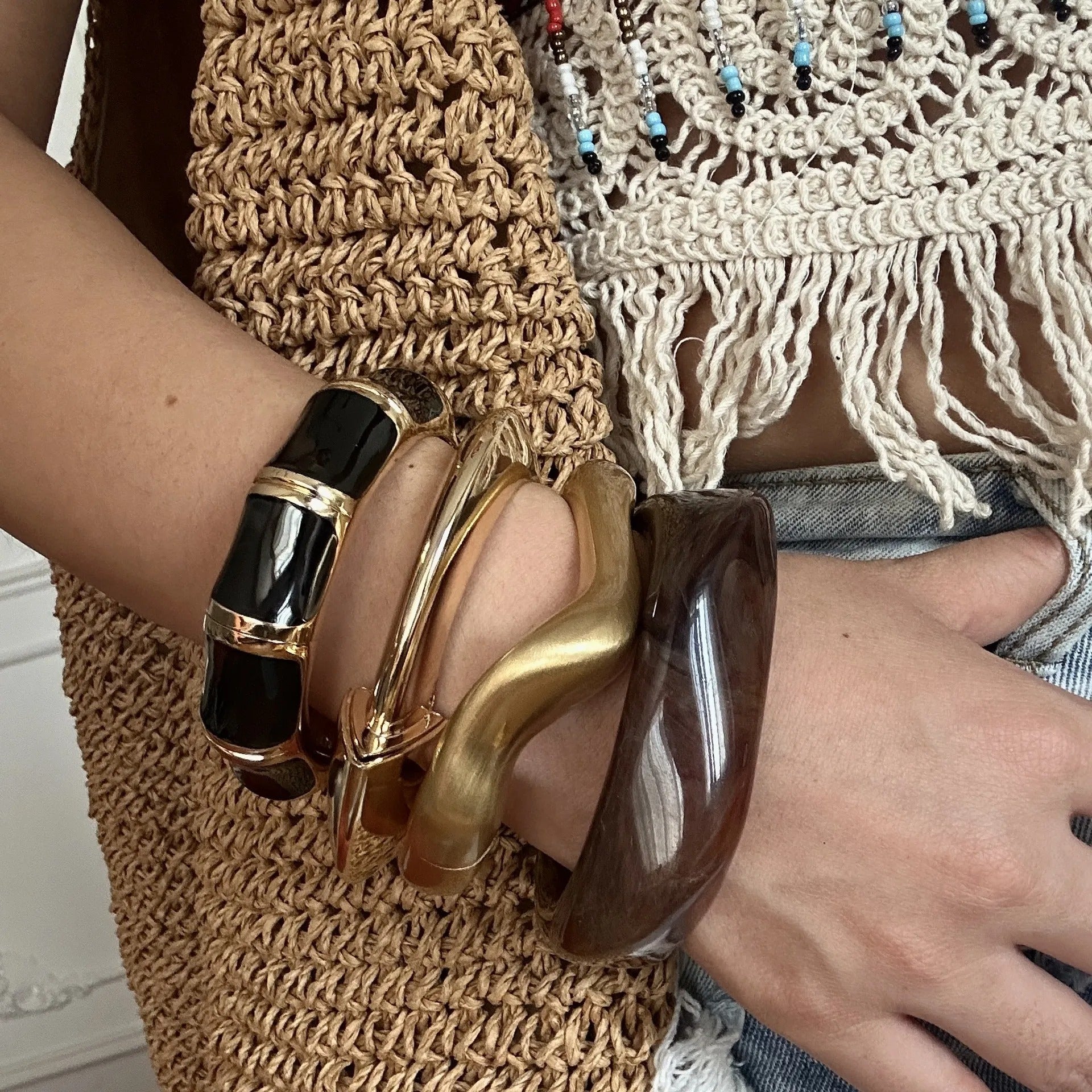 Naomi – Armband Bambus mit Farbblöcken