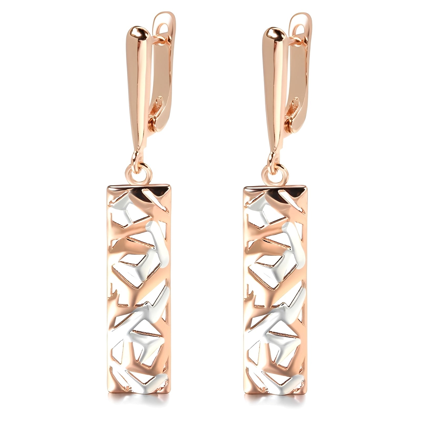 Simone – Rechteckige Elegante Ohrringe in Gold und Silber