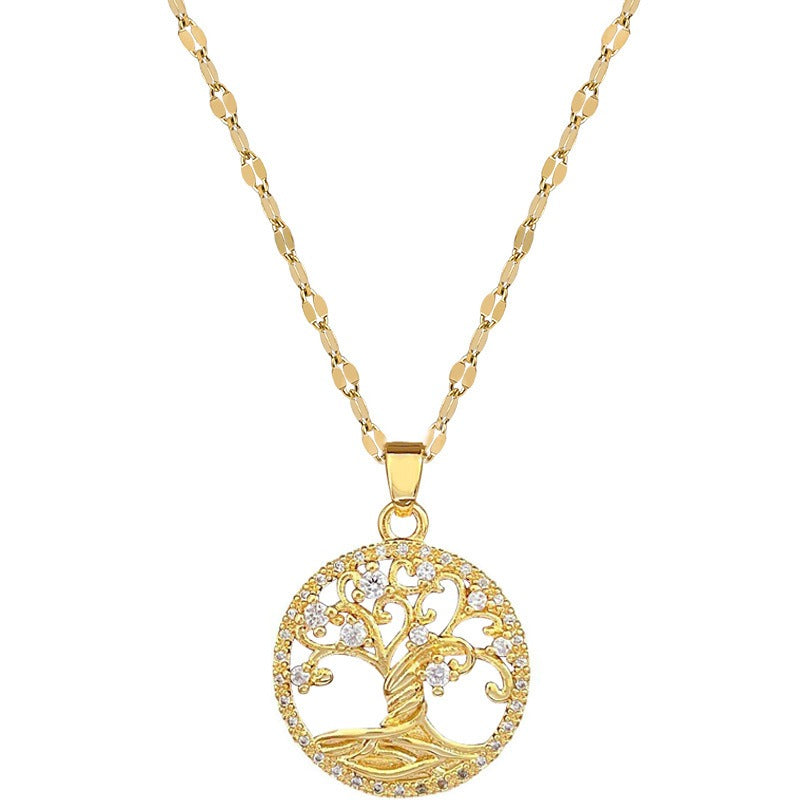 Samira – Halskette Goldener Lebensbaum mit Zirkonium