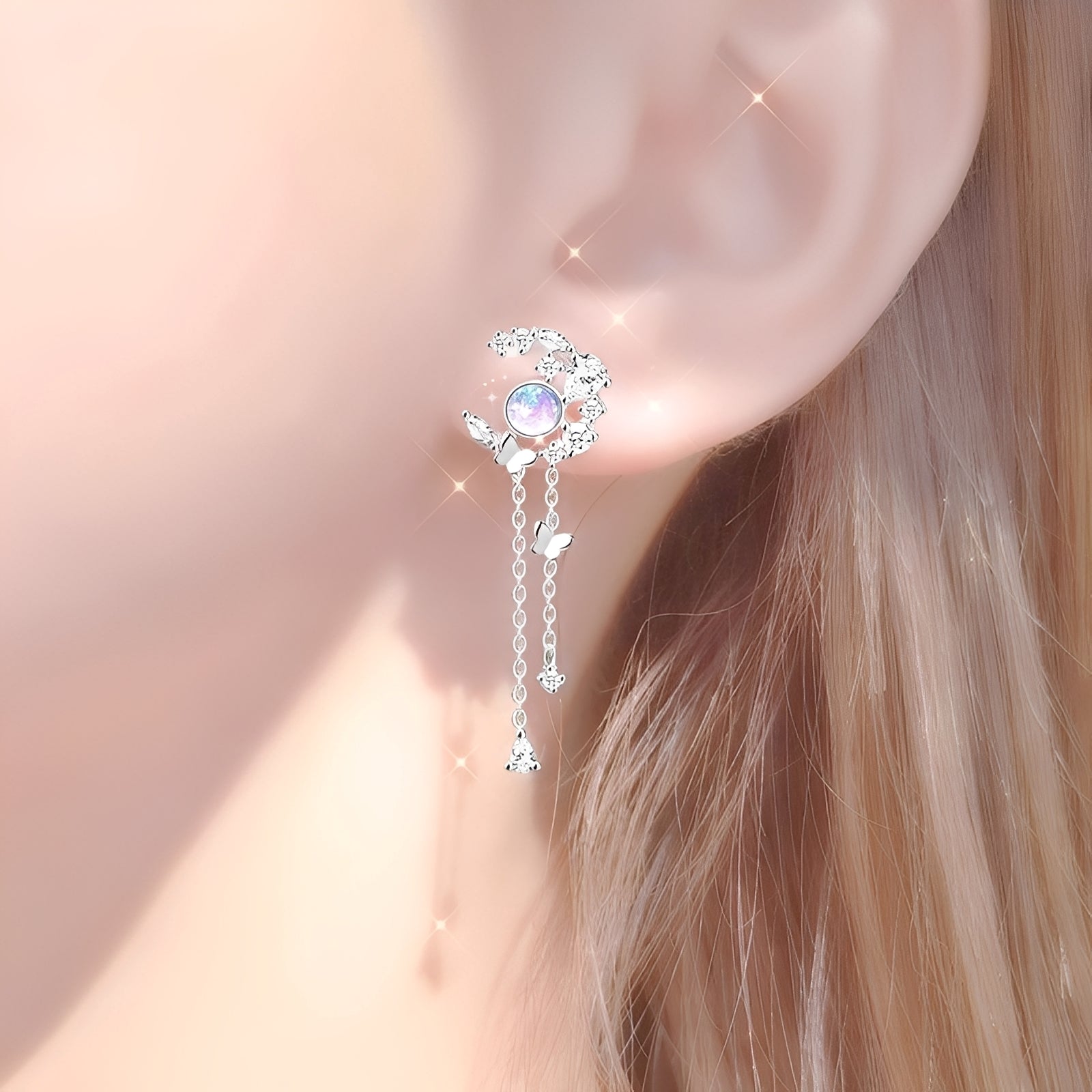 Nelly – Mond- und Schmetterlingsohrringe