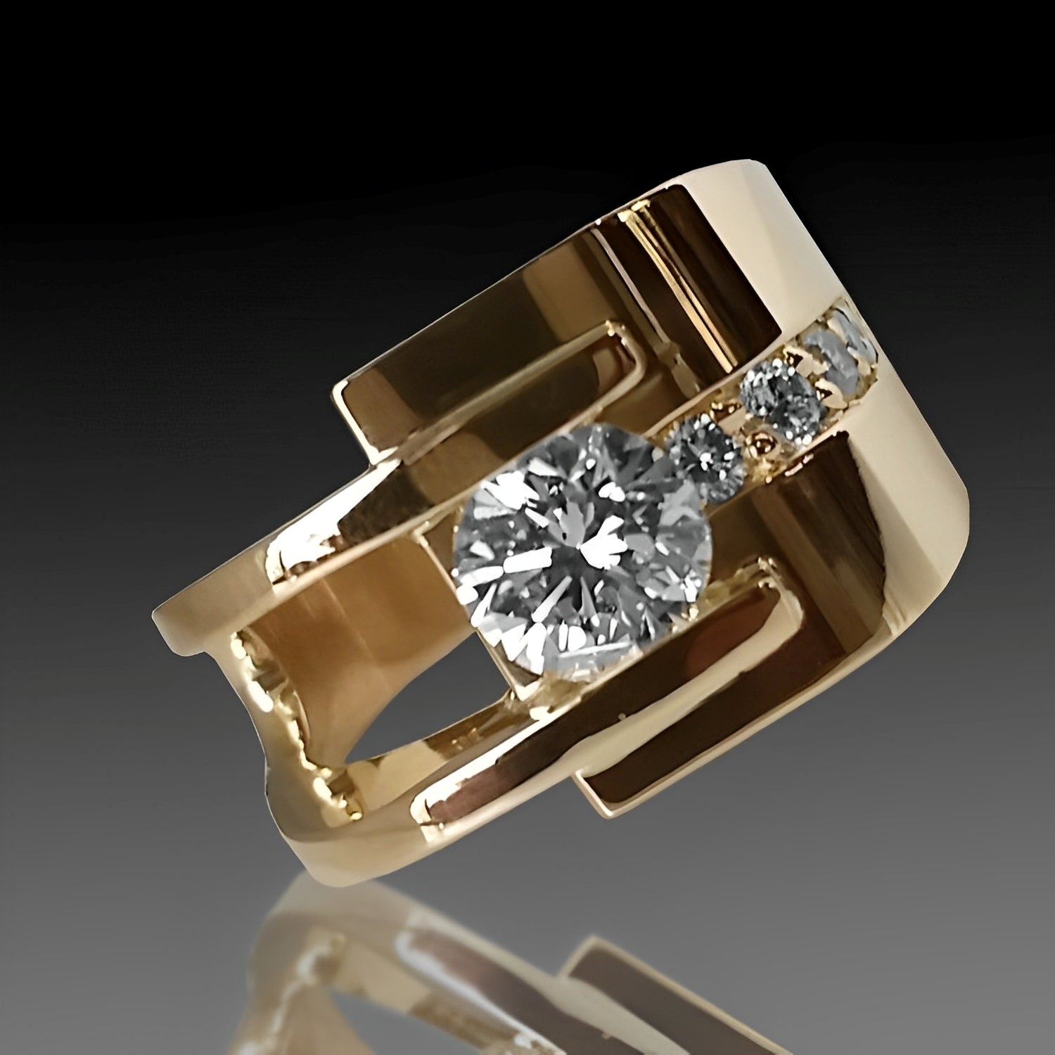 Lyra – Vintage-Ring Gold mit Unregelmäßiger Zirkonia