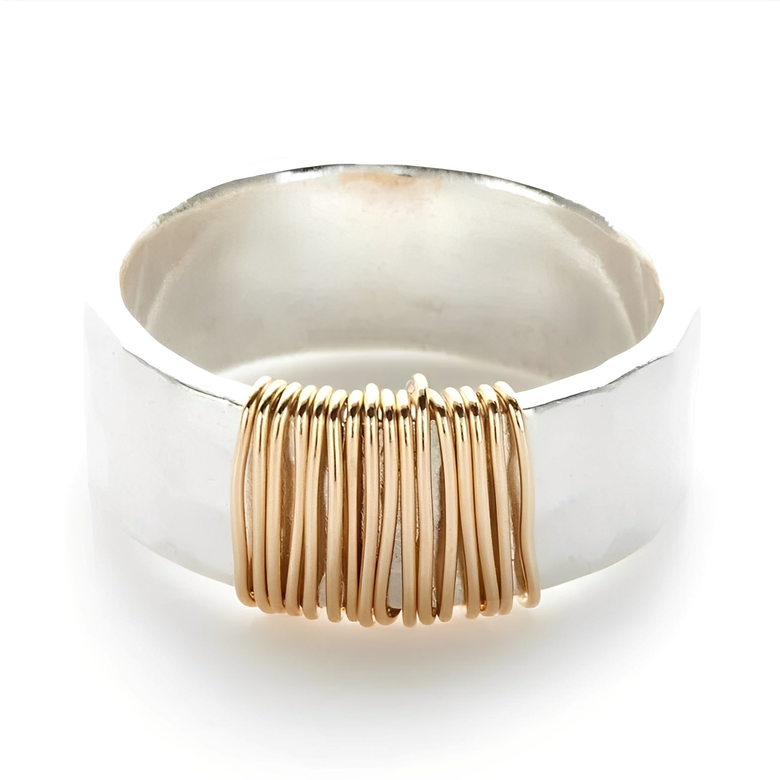 Cecile – Eleganter Silberring mit Goldenen Fäden