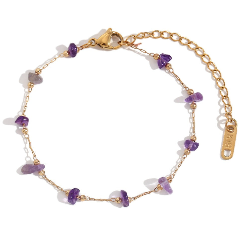 Myrtha – 18K vergoldetes Edelstahlarmband mit Amethyst