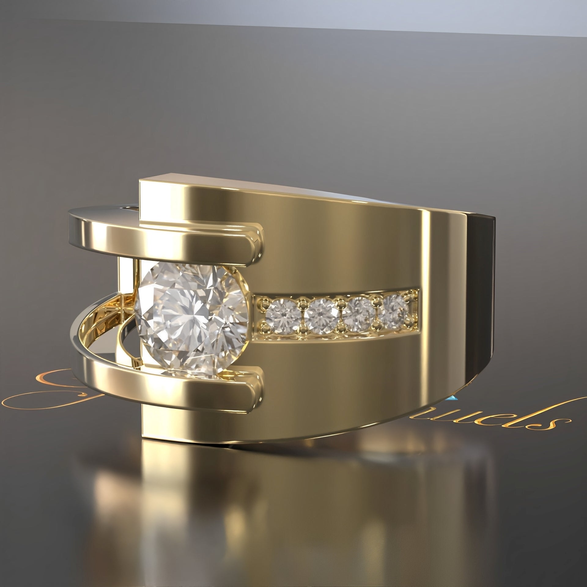 Lyra – Vintage-Ring Gold mit Unregelmäßiger Zirkonia