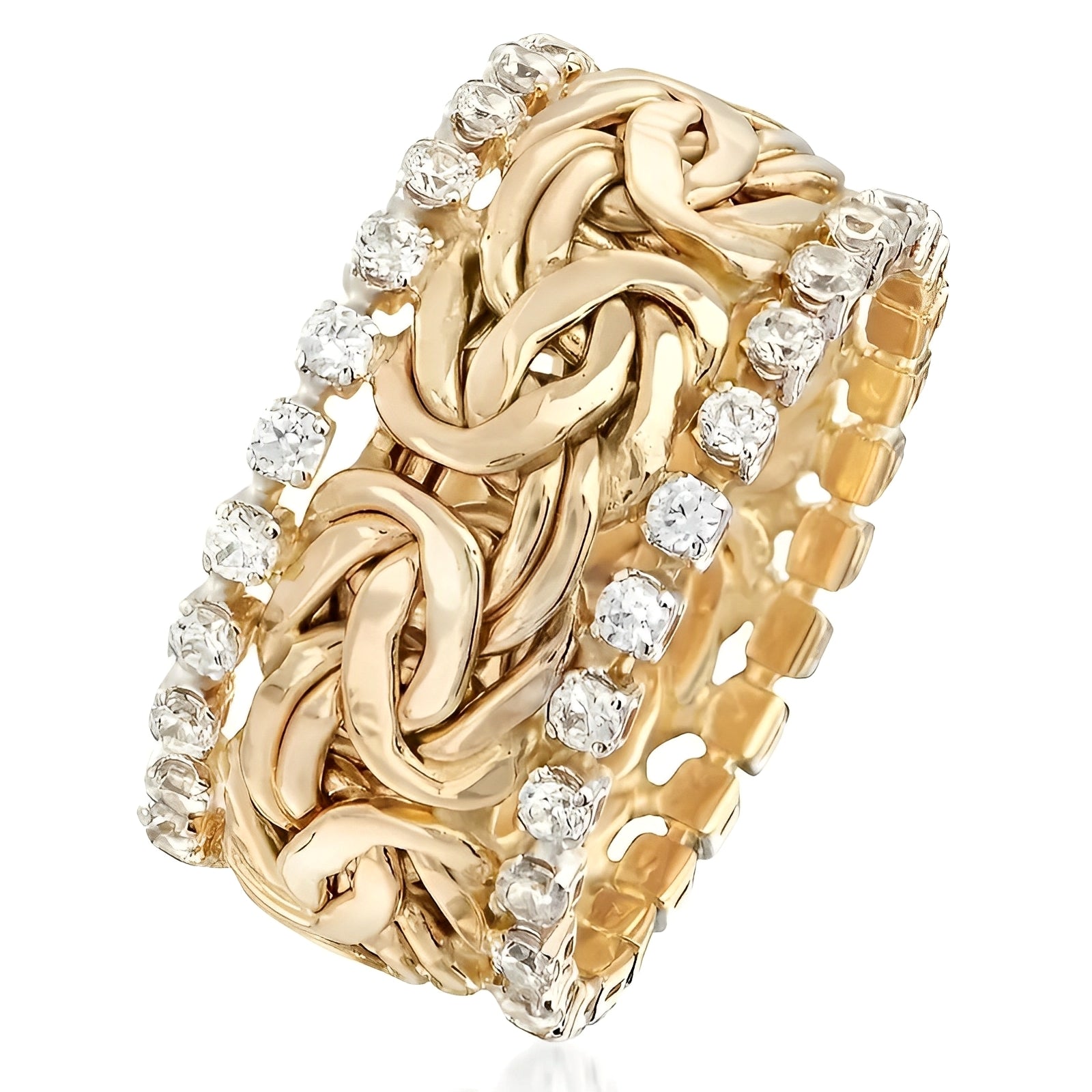 Ivy – Geflochtener Vintage-Ring in Gold mit Zirkonia