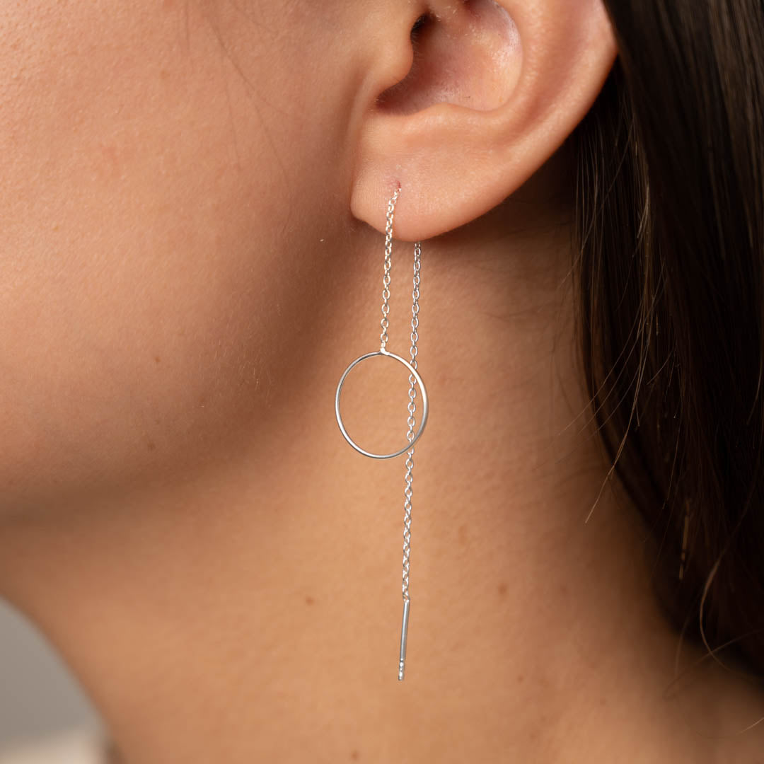 Kreis Faden Ohrringe - Lange baumelnde Ohrringe