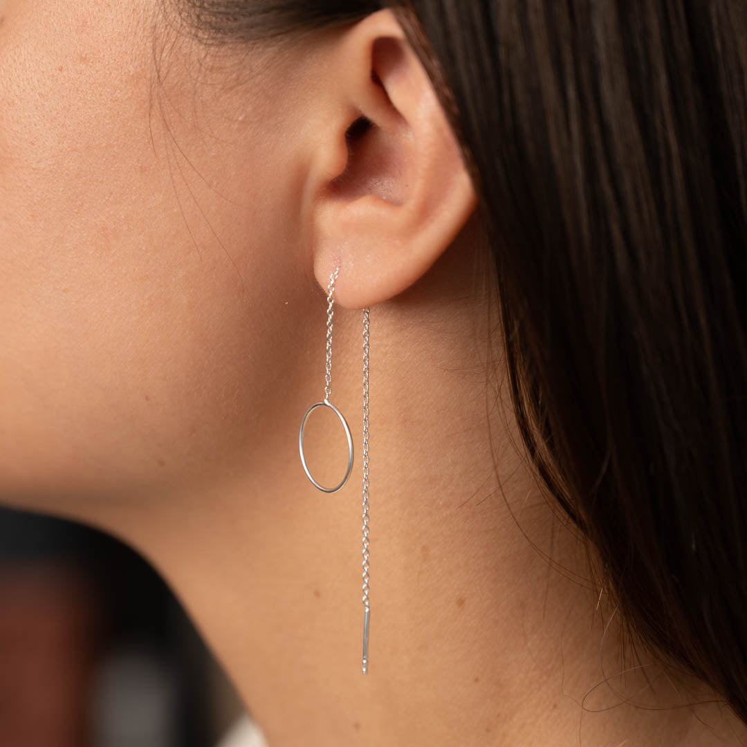 Kreis Faden Ohrringe - Lange baumelnde Ohrringe