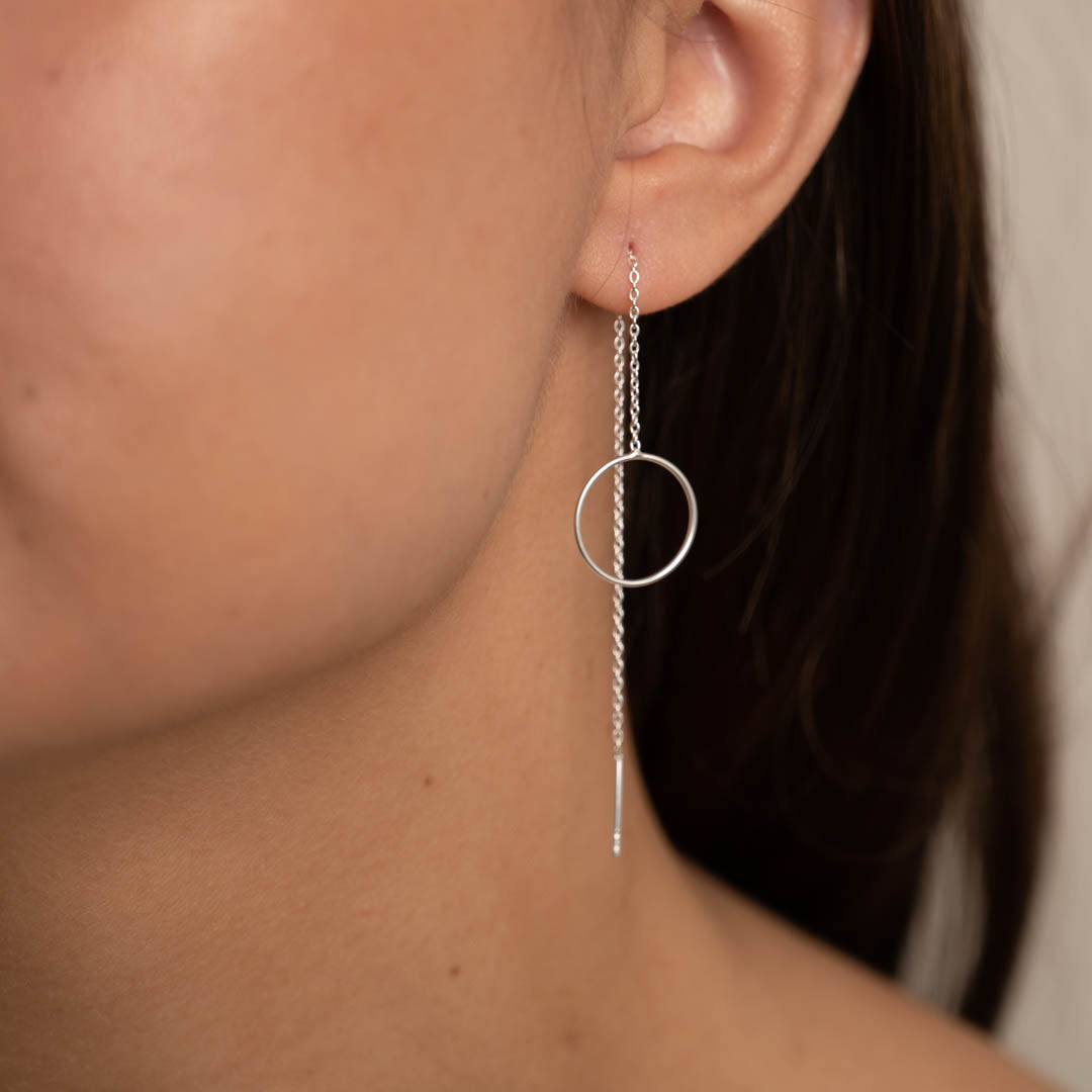 Kreis Faden Ohrringe - Lange baumelnde Ohrringe