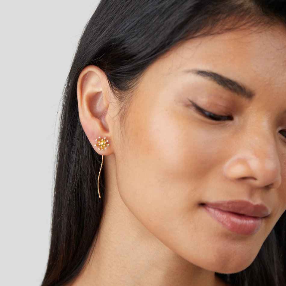 Wunsch Dir Etwas Löwenzahn 18K Gold Ohrringe
