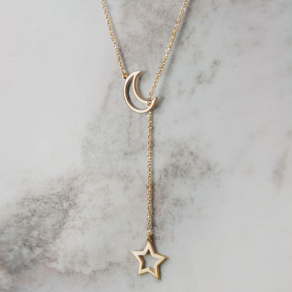 Mond und Stern - Lariat Style Halskette