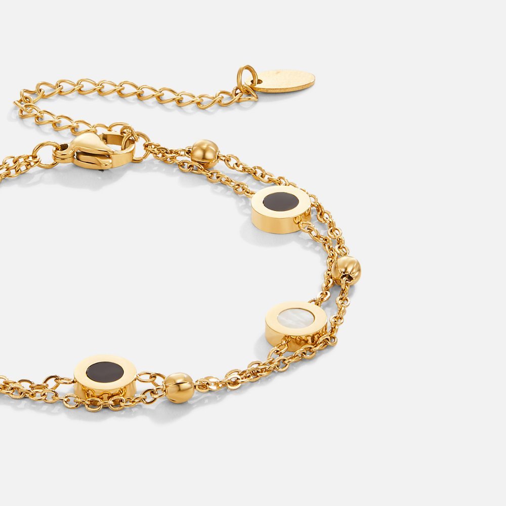 Nyra – Armband Onyx und Weißer Stein