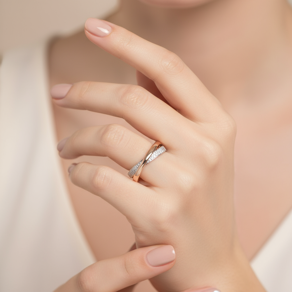 Clara – Geflochtener Silberring Vintage mit Zirkonium