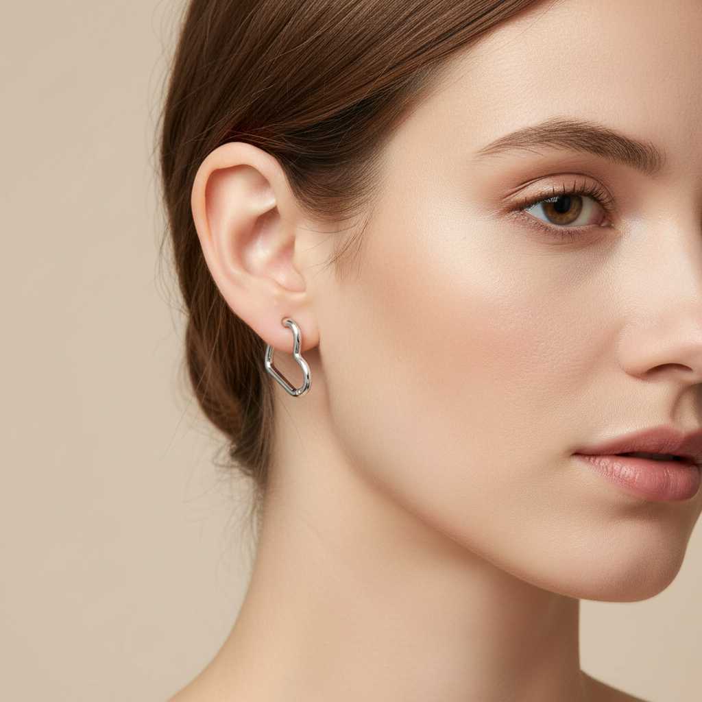 Brianna – Herzförmige Silberne Ohrringe