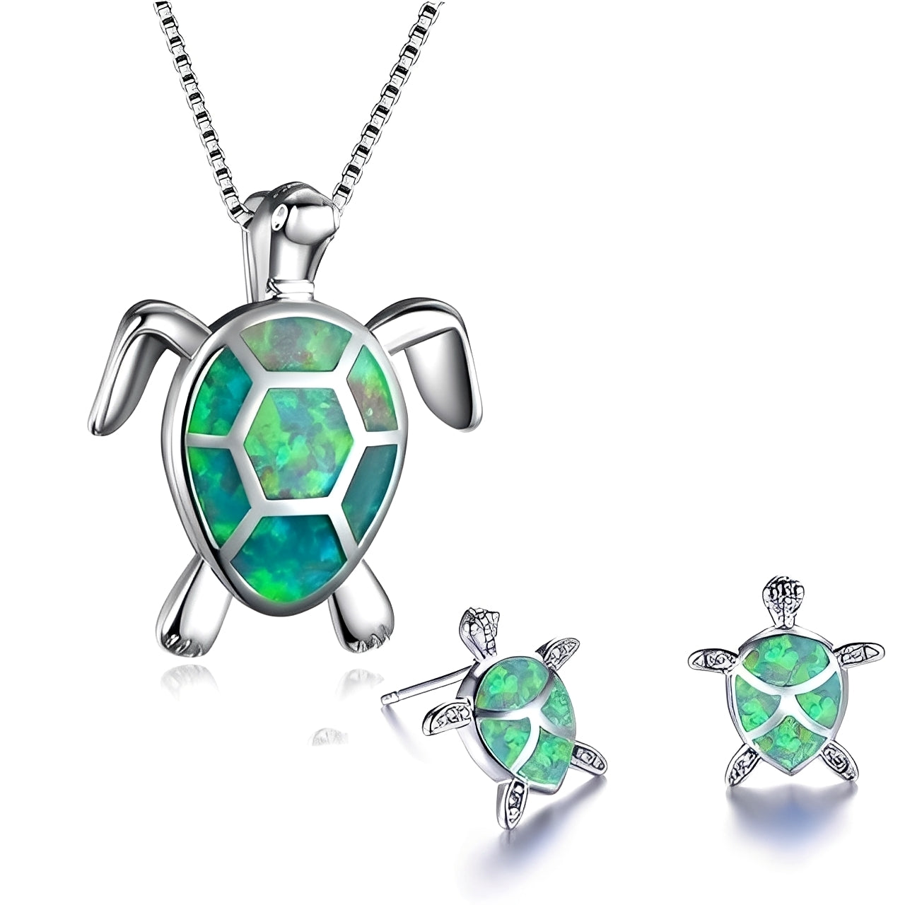 Tricia – Schmuckset Schildkröte in Silber & Opal