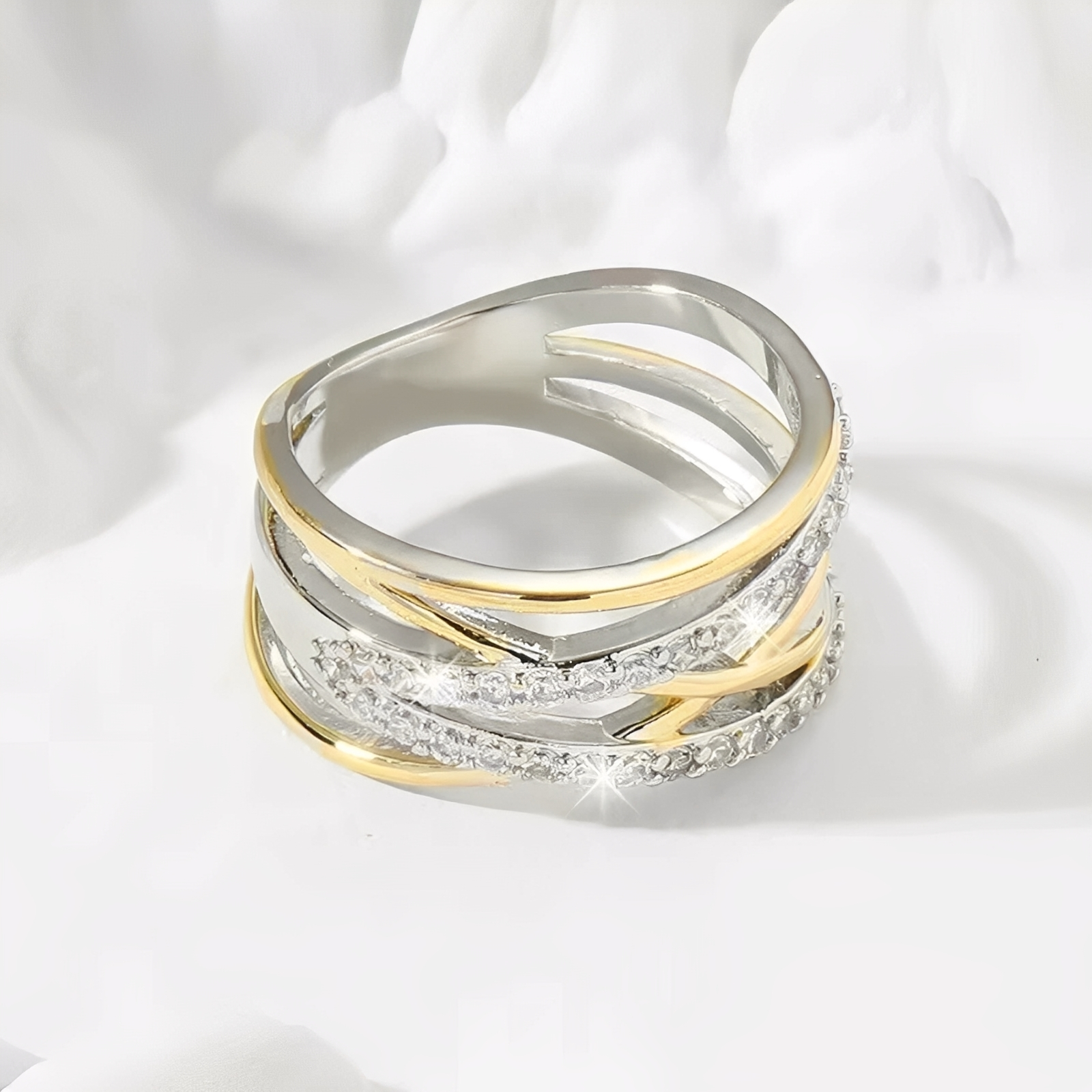 Auriane – Überlagerter Ring Gold & Silber