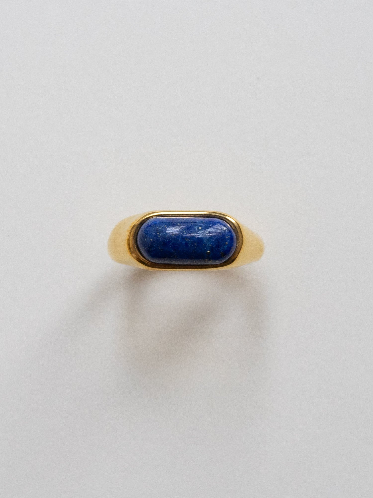 Aria - Blauer Stein Glatter Goldring