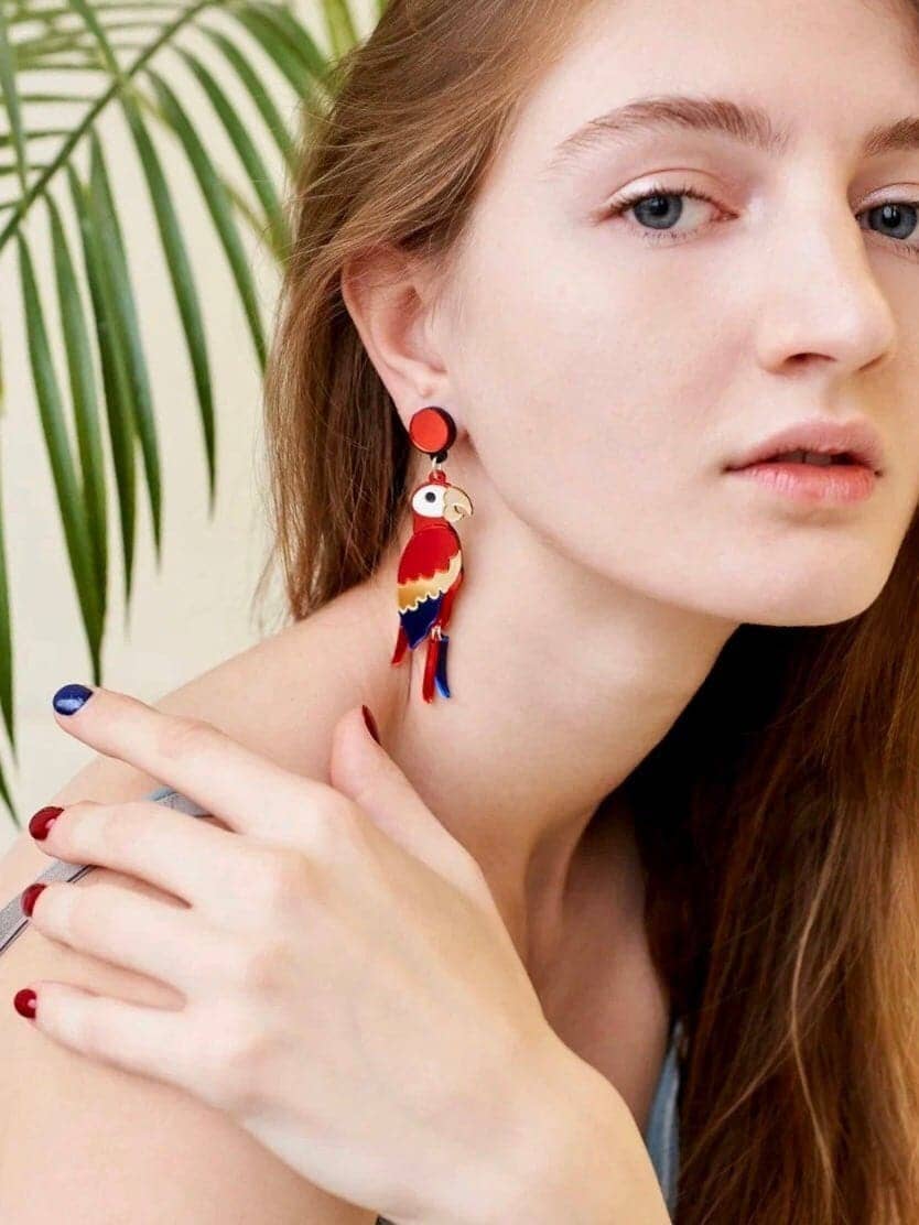 Yeganeh - Papageien Ohrringe aus Organischem Acryl