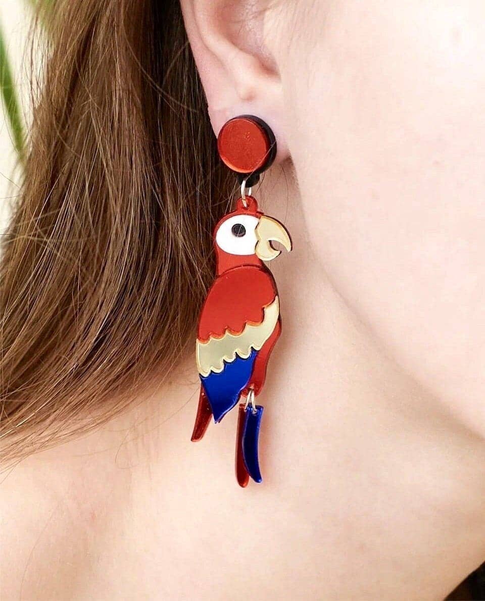 Yeganeh - Papageien Ohrringe aus Organischem Acryl