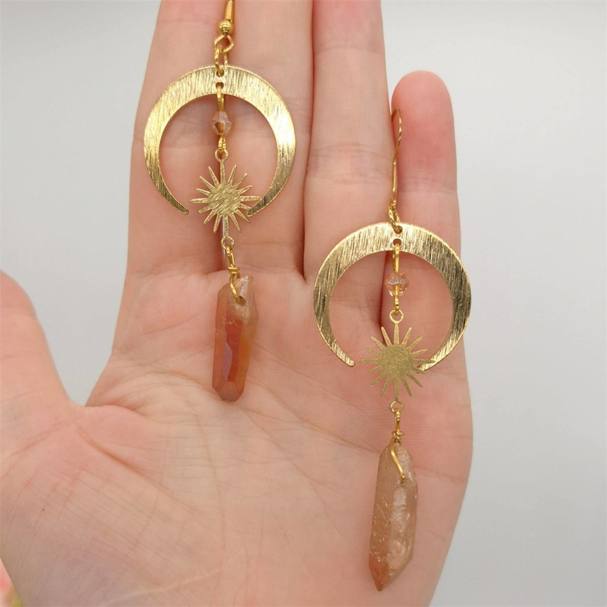 Homa - Tangerine Quarzstein Halbmond Ohrringe