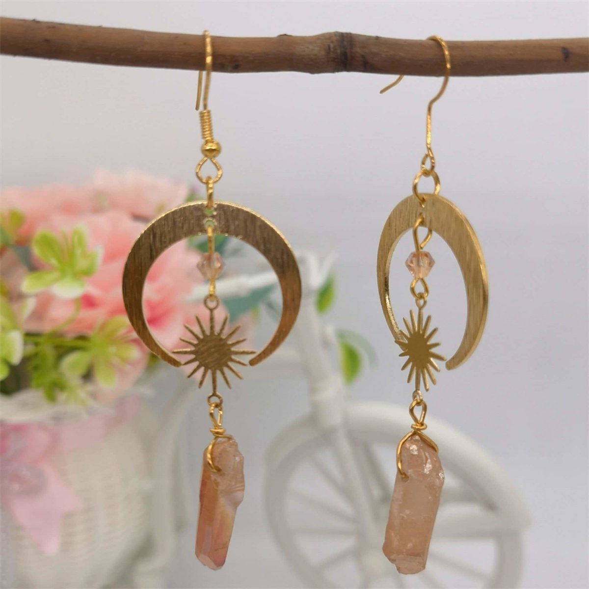 Homa - Tangerine Quarzstein Halbmond Ohrringe