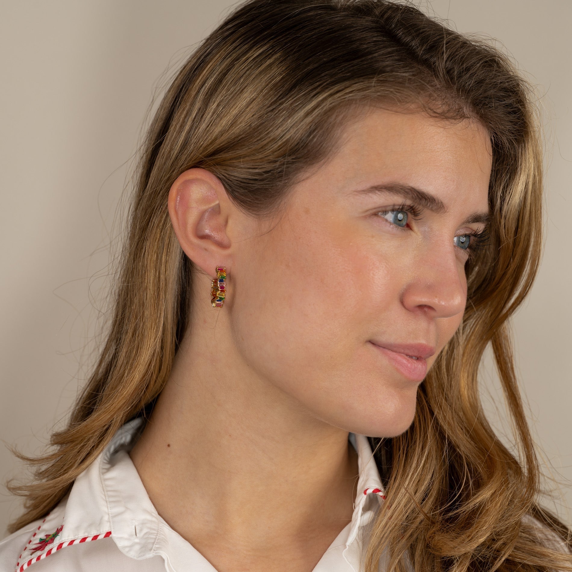 Veronica - Regenbogen Goldene Creolen Ohrringe"